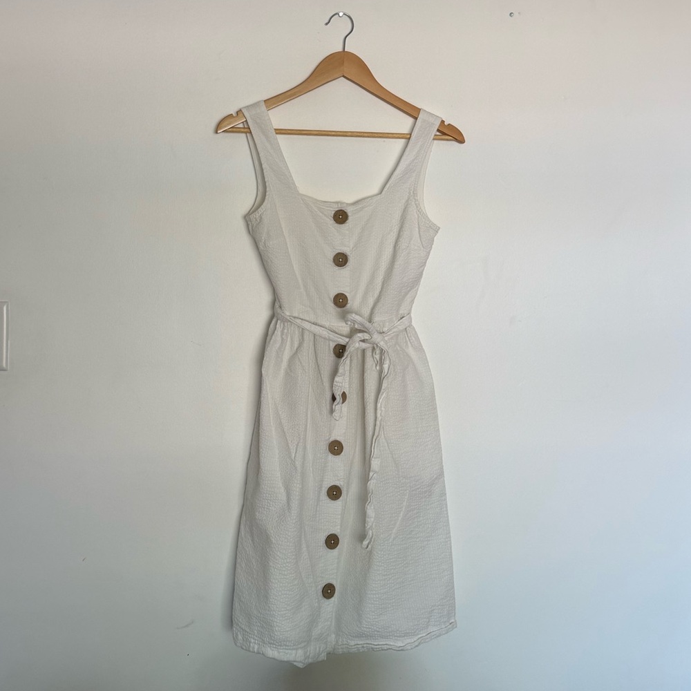 Mango White Buttoned Midi Sundress